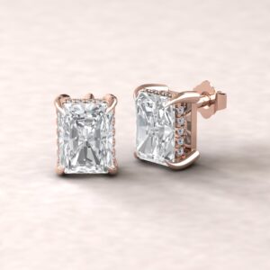Radiant Cut Solitaire Earrings With Side Halo