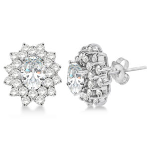 Oval Earrings with Double Halo