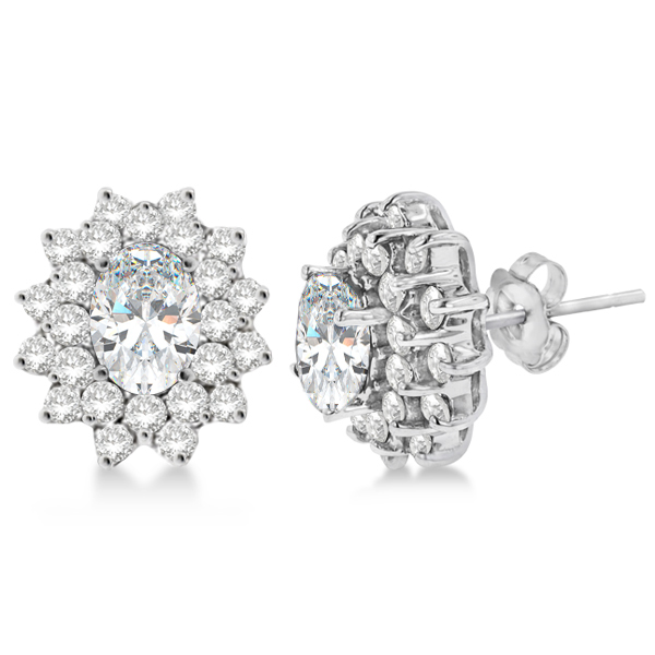 Oval Earrings with Double Halo