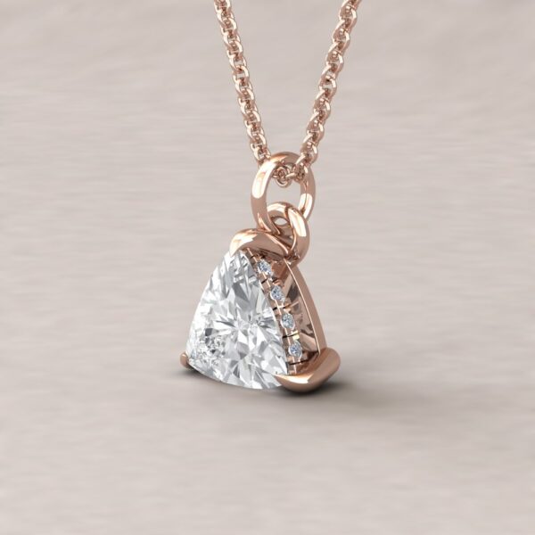 Trillion Cut Solitaire Pendant With Side Halo