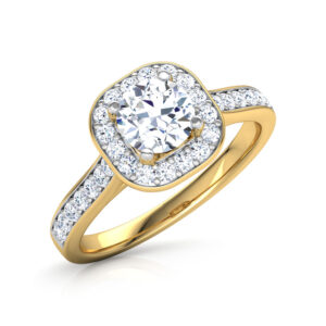 Solitaire Cushion Cut Ring with Halo