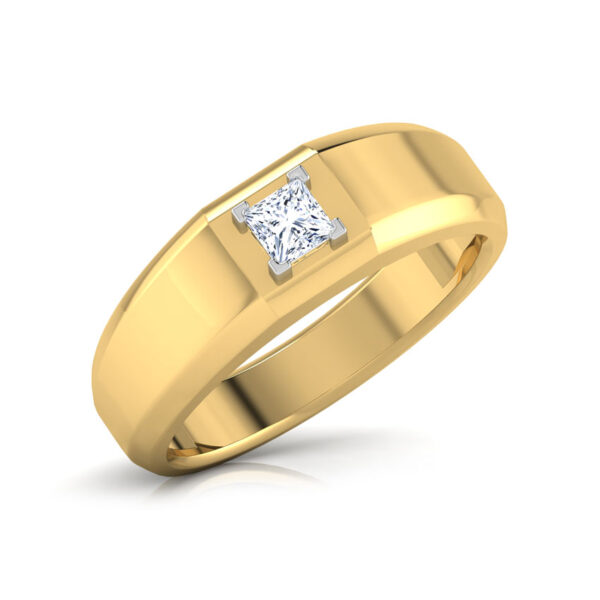 Solitaire Band for Men with Square-cut Gemstone